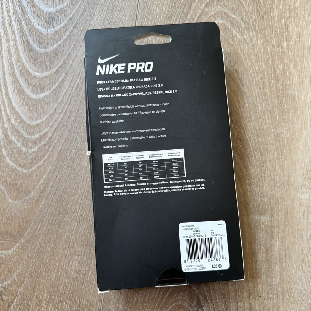 Nike Pro Closed Patella Knee Sleeve 2.0 Black Size XL NIB NMS41010XL Sports Gym - Picture 2 of 5